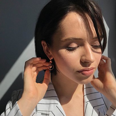 Золотые серьги "Солнце" на английской застежке с05516 №2