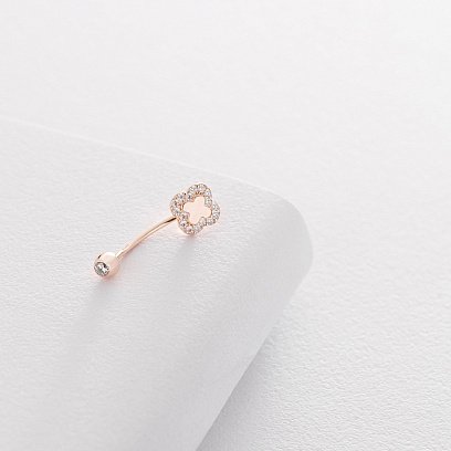 Золотий пірсинг в пупок "Конюшина" з фіанітами пир00223