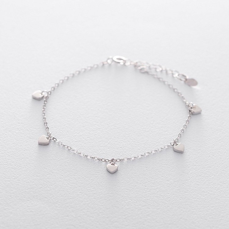 Срібний браслет з сердечками 141371 від ювелірного магазину Онікс