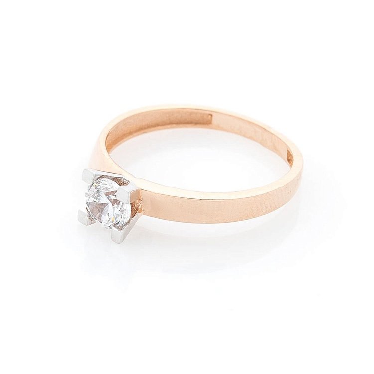 Золотое помолвочное кольцо с фианитом к05427 от ювелирного магазина Оникс - 2