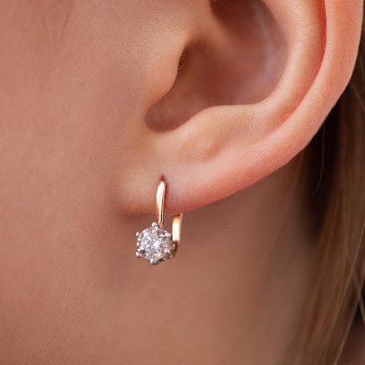 Золотые детские серьги с фианитами с09249 №4