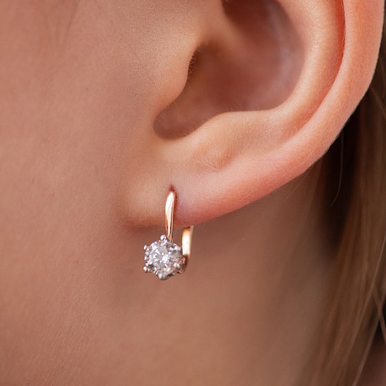 Золотые детские серьги с фианитами с09249 №4