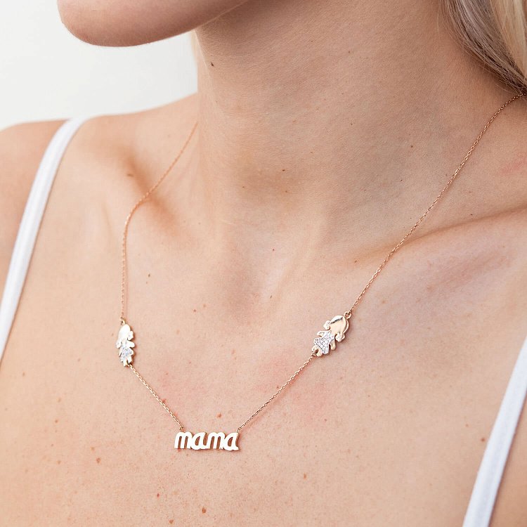 Золотое колье "Мама и девочки" (фианиты) кол00995 от ювелирного магазина Оникс - 1