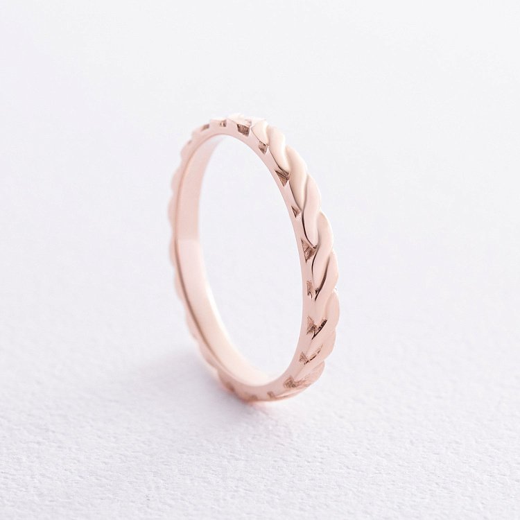 Каблучка "Косичка" у червоному золоті к07513 від ювелірного магазину Онікс