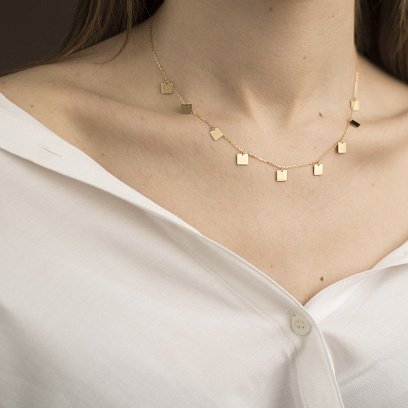 Золоте кольє з квадратиками кол01448 №5