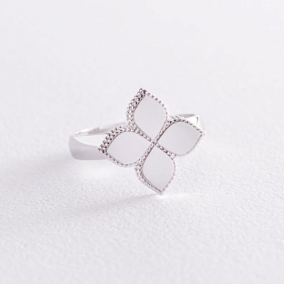 Кольцо "Клевер" в белом золоте к06373