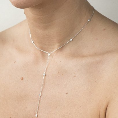 Серебряное колье с фианитами 18654 №7