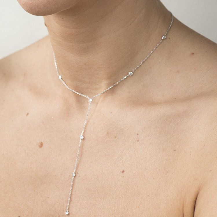 Серебряное колье с фианитами 18654 от ювелирного магазина Оникс - 6