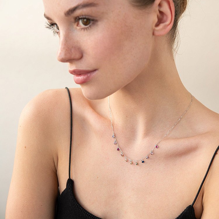 Срібне кольє Різнокольорове 18895 від ювелірного магазину Онікс - 10