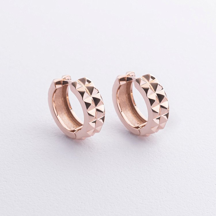 Серьги - кольца "Monica" в красном золоте с09087 от ювелирного магазина Оникс - 1