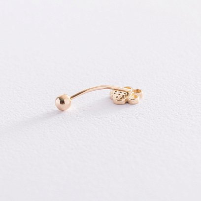 Золотий пірсинг в пупок "Квіточка" з фіанітами пир00250 №2