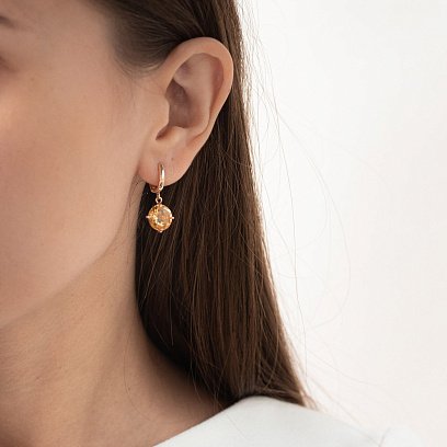 Золоті сережки "Захоплення" з цитрином с05297 №10