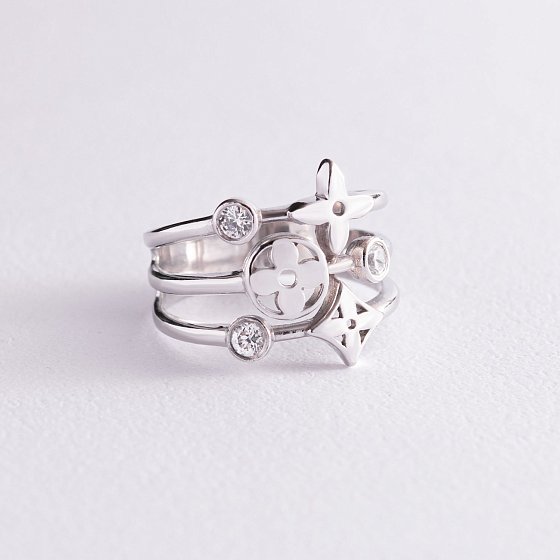 Серебряное кольцо "Клевер" с фианитами 1488/1р-CZ