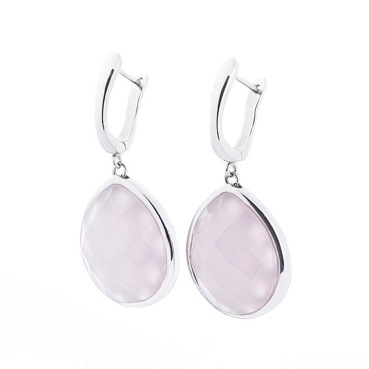 Серебряные серьги (кварц розовый) 12948 - 4 Серебряные серьги (кварц розовый) 12948 от ювелирного магазина Оникс - 4