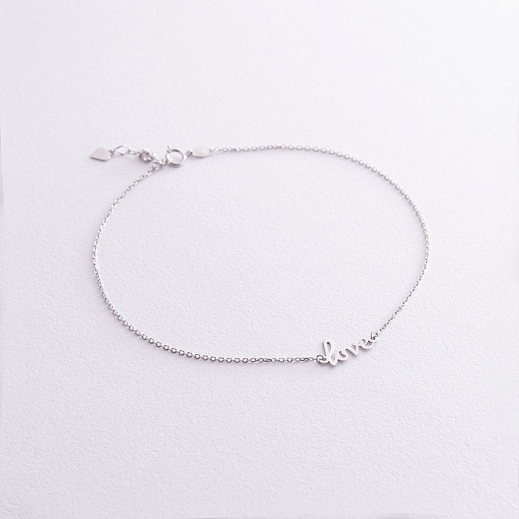 Браслет "Love" у білому золоті на ногу б05229 від ювелірного магазину Онікс