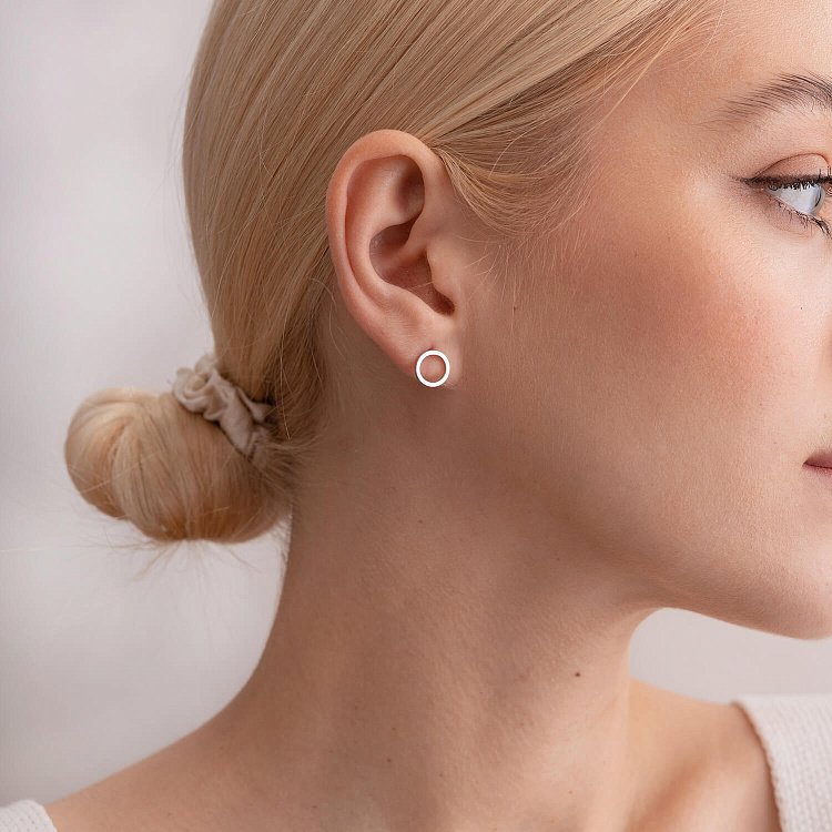 Золоті сережки - пусети "Кругообіг" з діамантами 317121121 від ювелірного магазину Онікс - 3