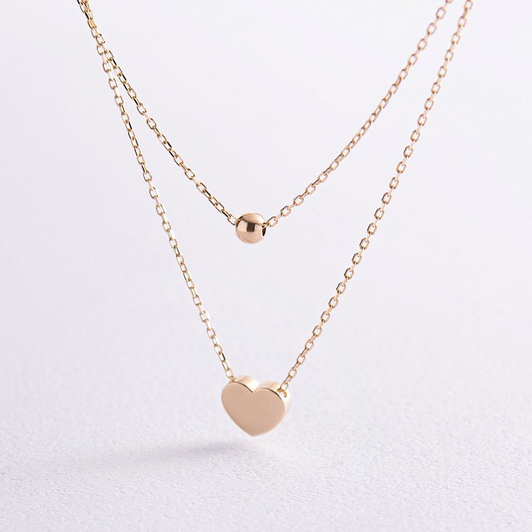 Двойное золотое колье "Шар и сердечко" кол02280 от ювелирного магазина Оникс