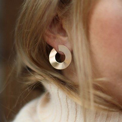 Золоті сережки-пусети Запаморочення (блискучі) с06465 №5