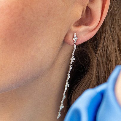 Висячі золоті сережки з діамантами сб0451nl №6