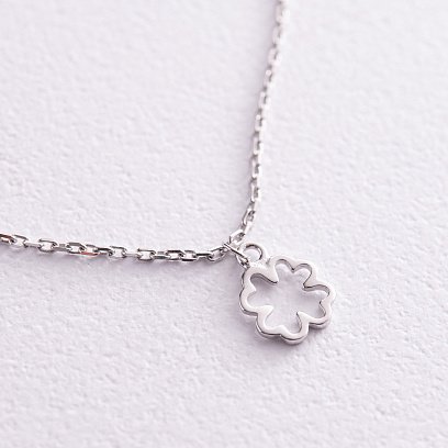 Браслет "Клевер" на ногу (белое золото) б05130 №3