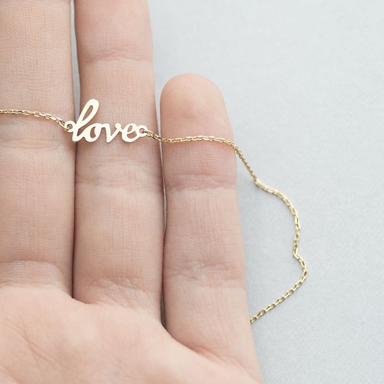 Золотой браслет на ногу "Love" б03685 №2