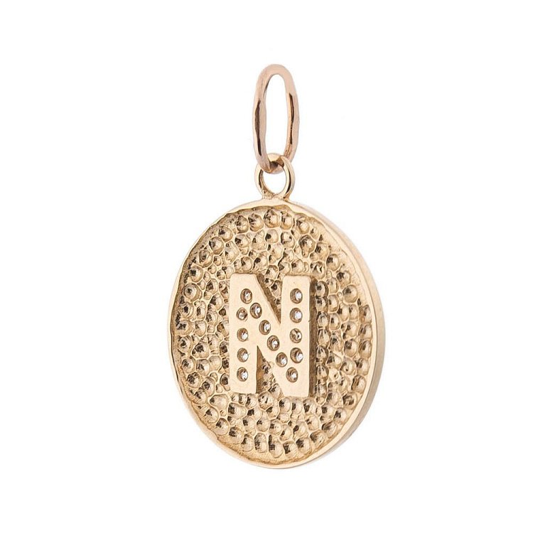 Золотая подвеска с буквой "И" (фианиты) п01546и от ювелирного магазина Оникс - 1