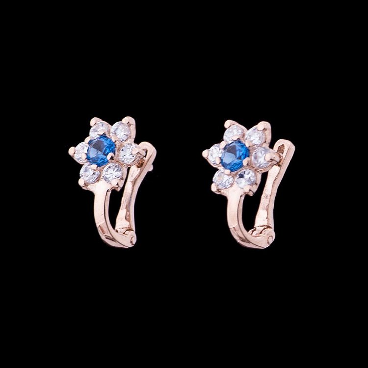 Золоті дитячі сережки з фіанітами с03613 від ювелірного магазину Онікс - 1