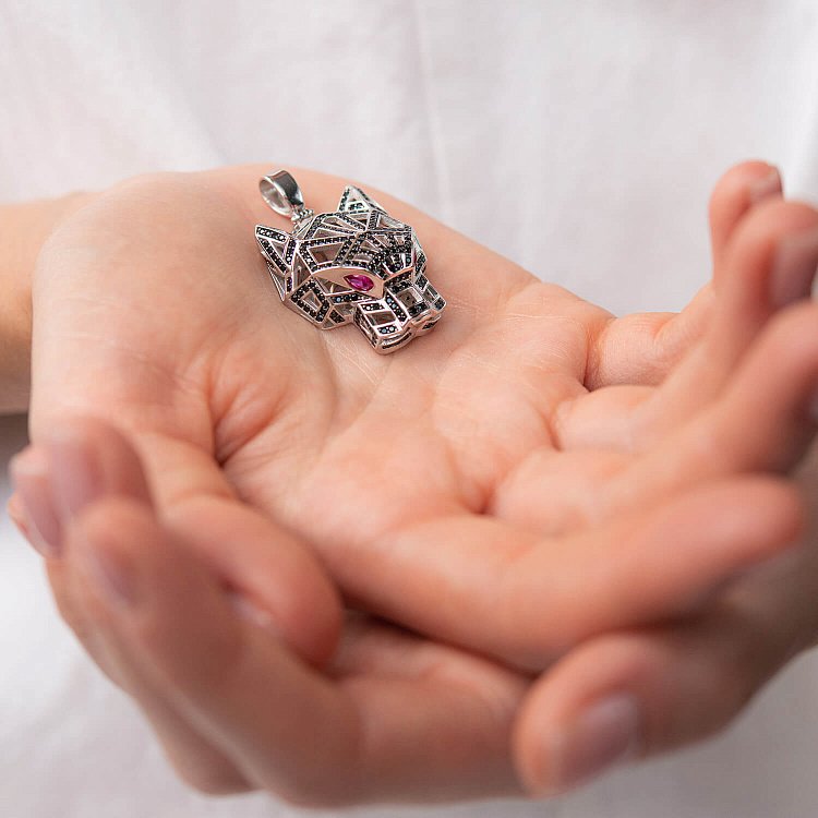 Золота підвіска "Пантера" з фіанітами п03650 від ювелірного магазину Онікс - 1