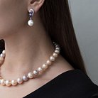 Золоті сережки-пусети (кіаніт, перлина, діамант) сб0260tk от ювелирного магазина Оникс - 3