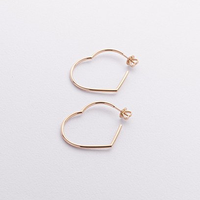 Золотые серьги - пусеты "Сердечки" с09351