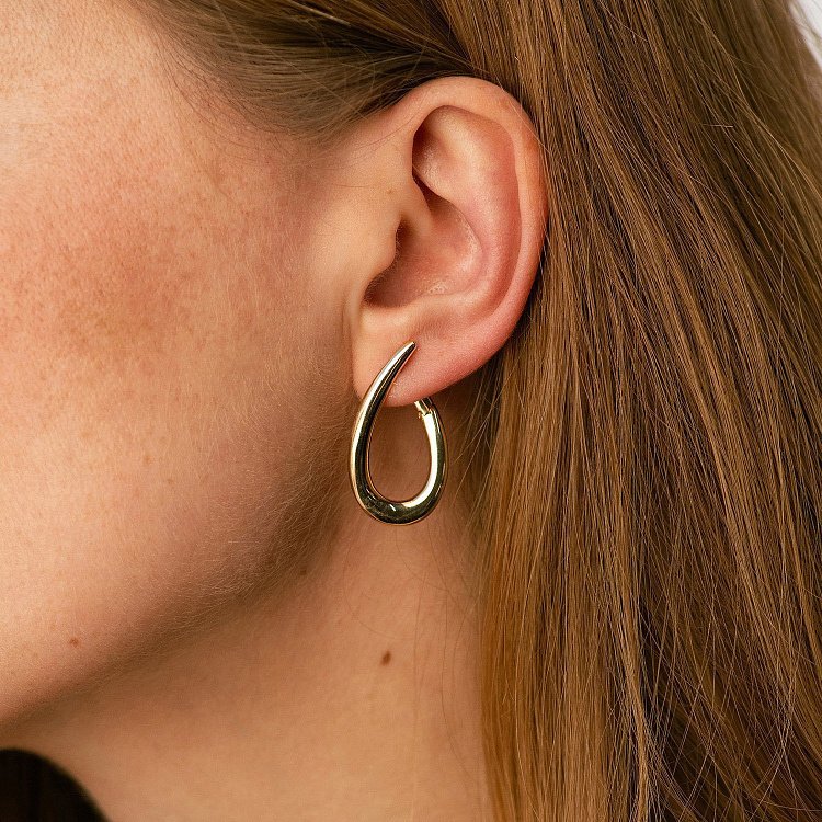 Серьги "Капельки" в желтом золоте с08747 от ювелирного магазина Оникс - 1