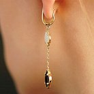 Золоті сережки "Клевер" з перламутром і оніксом с03121 от ювелирного магазина Оникс - 4