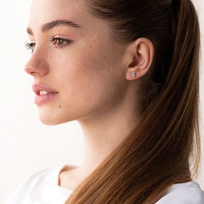 Золоті сережки-пусети з фіанітами с06233 №5