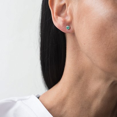 Золоті сережки-пусети з смарагдом сб0295gl №8