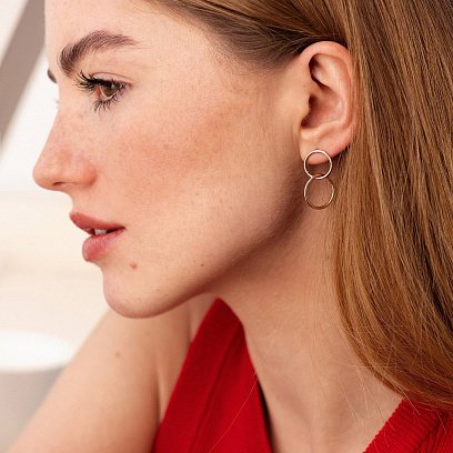 ﻿Сережки-пусети "Кільця" у червоному золоті с08894 №3