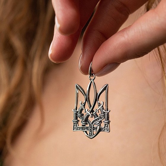 Підвіска "Тризуб із шаблями" у сріблі 133164 №3