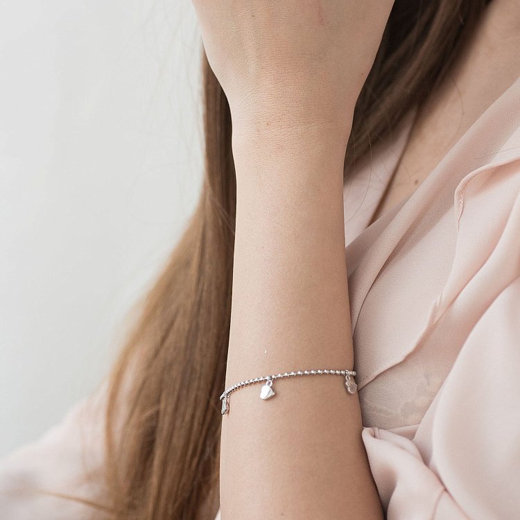 Серебряный браслет "Сердечки" (фианит) 141430 от ювелирного магазина Оникс - 3