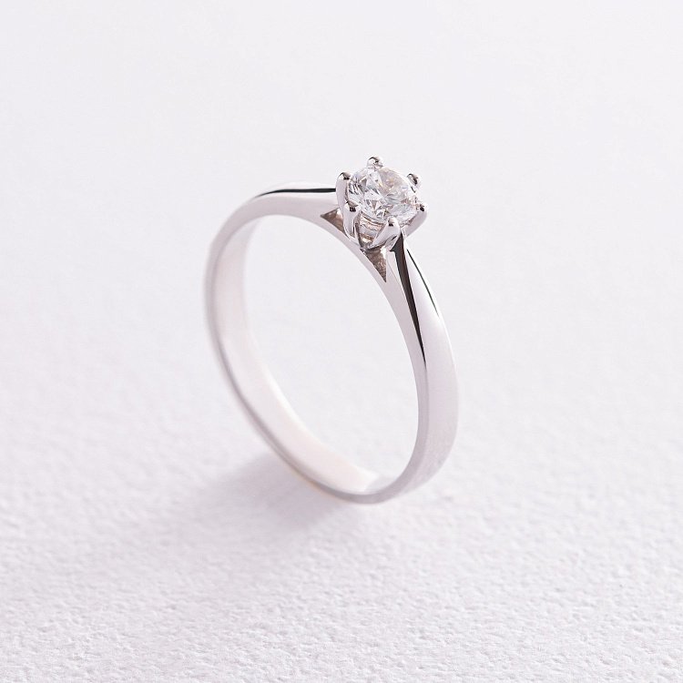 Заручальна каблучка з фіанітом (біле золото) к07171 від ювелірного магазину Онікс