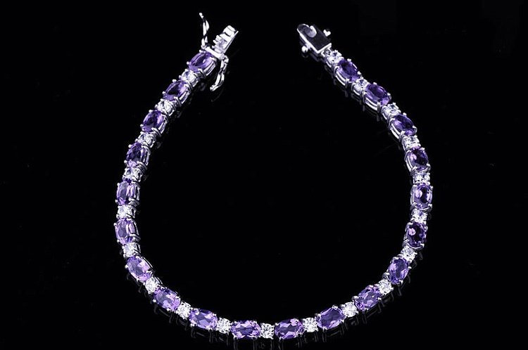 Серебряный браслет с аметистом и фианитом 14789 от ювелирного магазина Оникс - 2