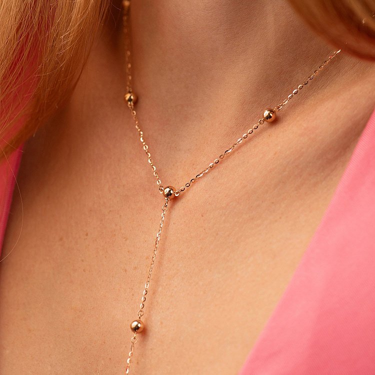 Кольє 2 в 1 "Кульки" у червоному золоті кол02572 від ювелірного магазину Онікс - 1