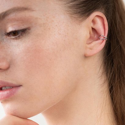 Серьга - каффа в белом золоте с06379 №6