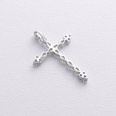 Крестик с бриллиантами (белое золото) пб0360lg №3