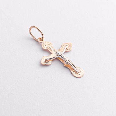 Золотий православний хрестик "Розп'яття. Спаси та Збережи" п01675