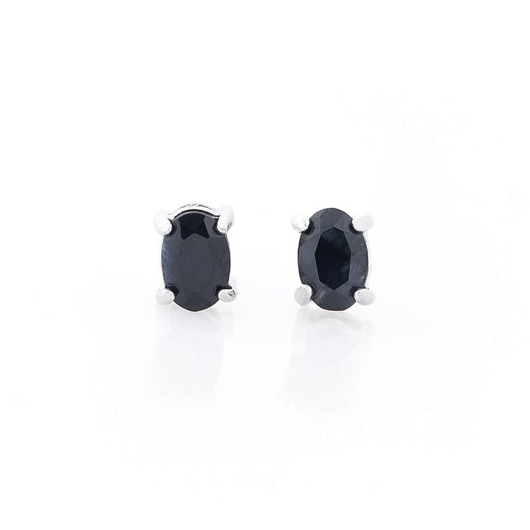 Серебряные серьги-пусеты с сапфирами 122096 - 2 Серебряные серьги-пусеты с сапфирами 122096 от ювелирного магазина Оникс - 2