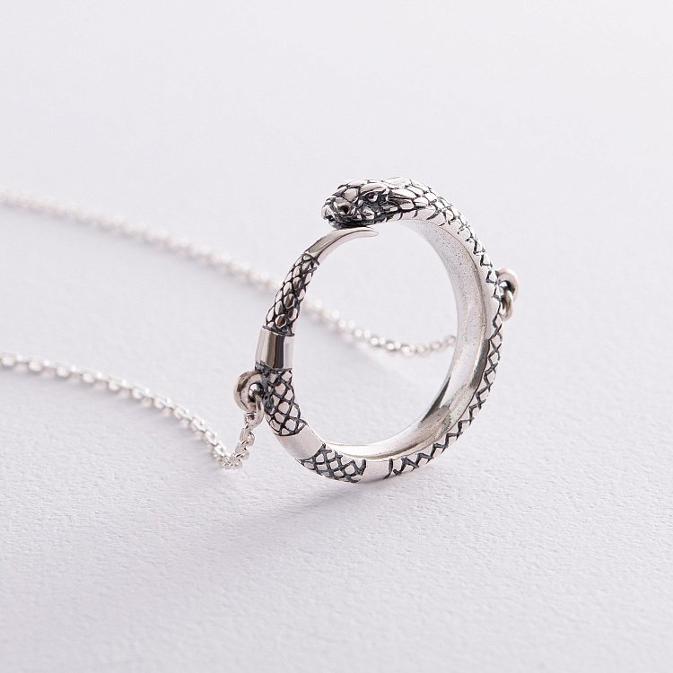 Срібне кольє "Змій Уроборос" 181256 від ювелірного магазину Онікс