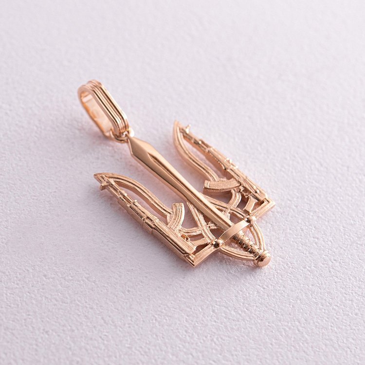 Подвеска "Герб Украины - Тризуб" в красном золоте п03721 от ювелирного магазина Оникс - 3