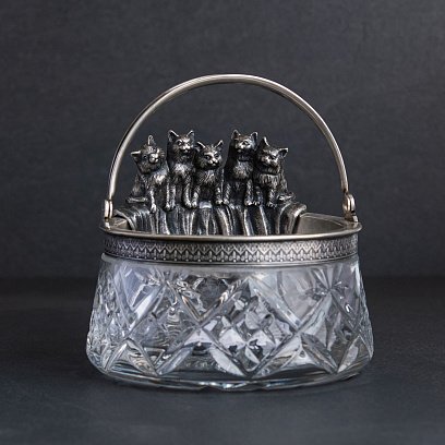 Серебряная фигура ручной работы с котятами 23126