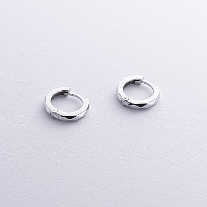 Сережки - кільця "Грані" у білому золоті с08860 №3