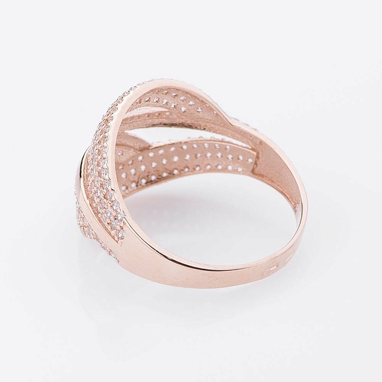 Золота каблучка з фіанітами к04190 від ювелірного магазину Онікс - 2