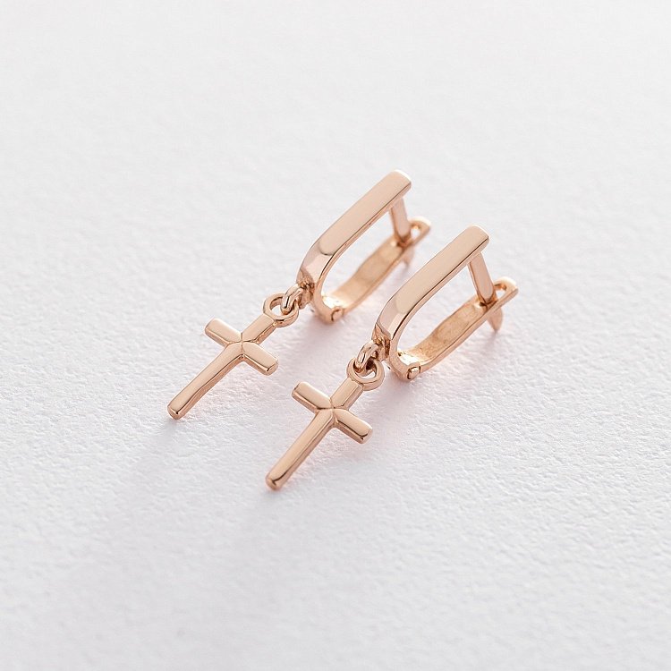 Золоті сережки "Хрестики" с05616 від ювелірного магазину Онікс